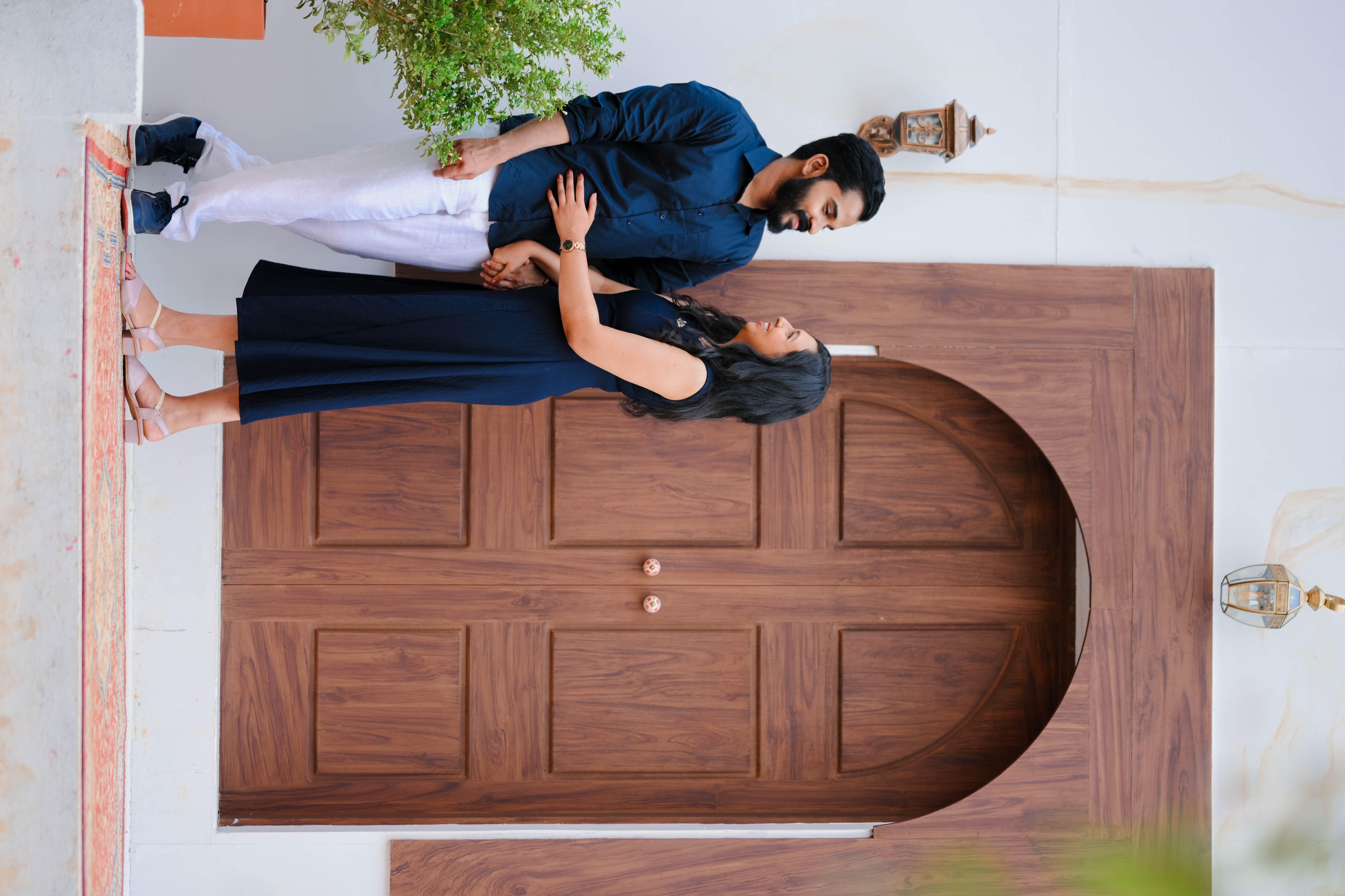 Playful couple moment during outdoor post-wedding - The Photocrafters