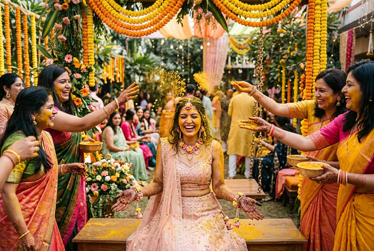 Best Colors to Wear for Haldi & Mehendi Photoshoots